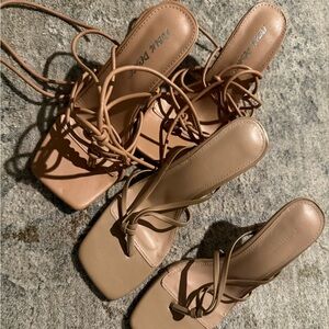 Bundle of two Elegant Tan Strappy Sandals